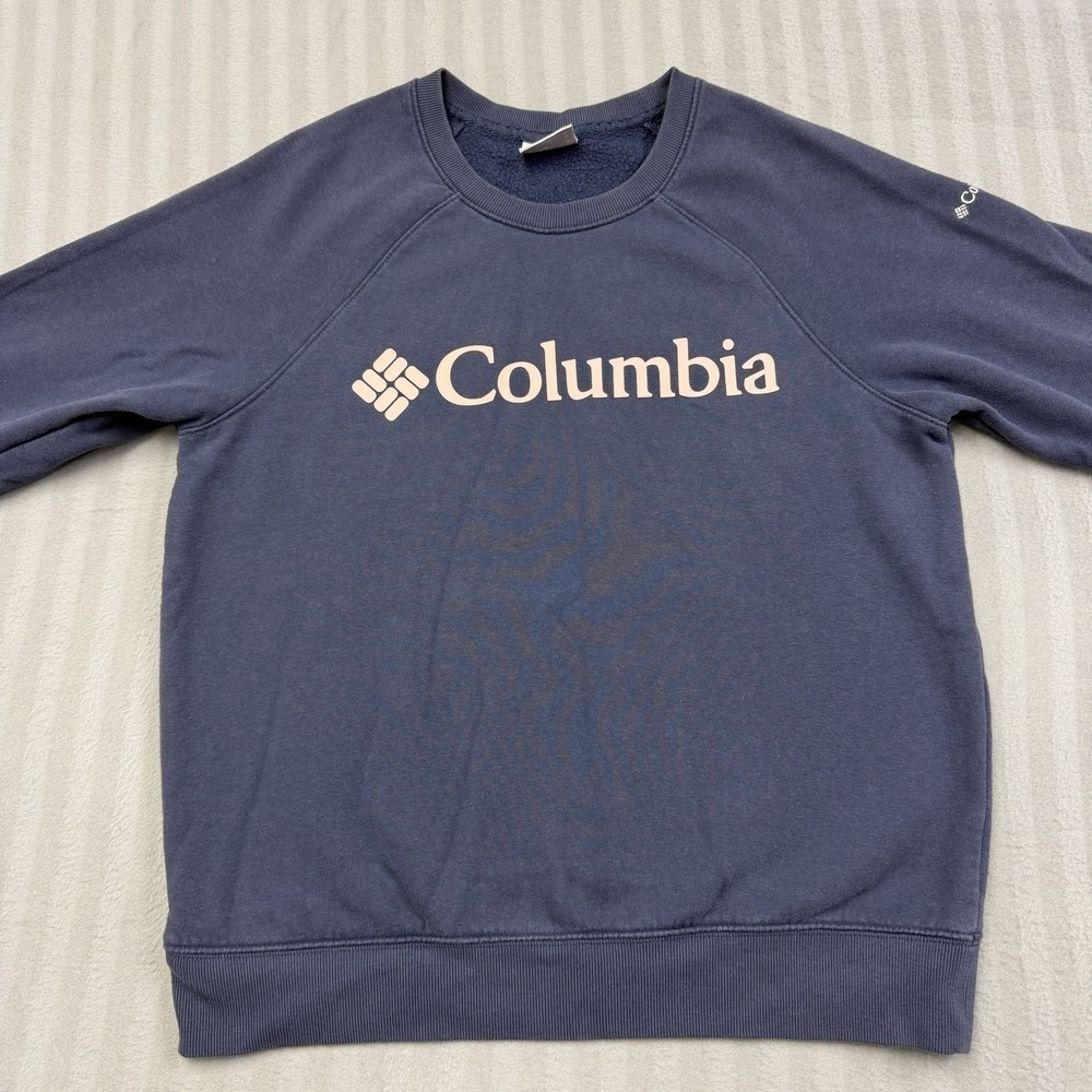 Columbia Women's Fleece Cotton Logo Crew Neck Pullover Sweatshirt Blue Medium